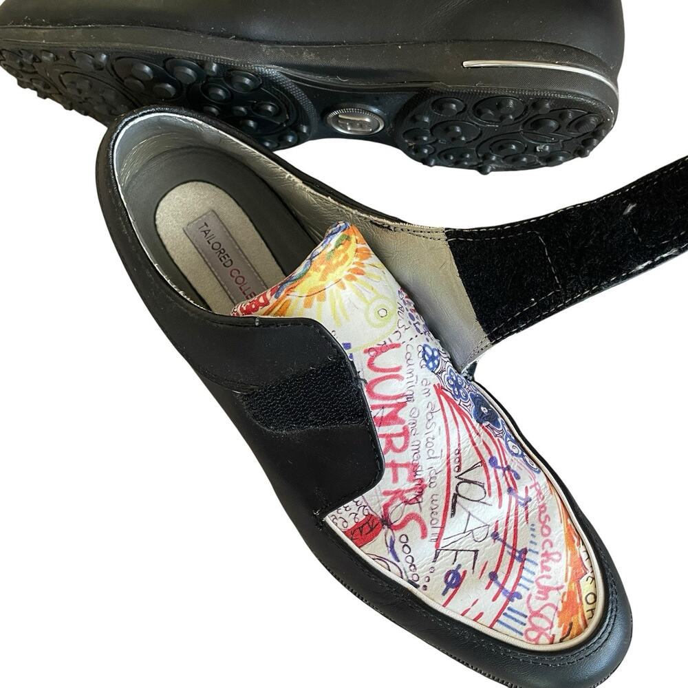 FOOTJOY TC Women's Size 6.5M Black Multicolor Leather Graffiti Oxford Golf Shoes - Picture 5 of 10